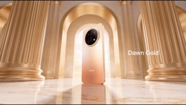 Honor X9e Pro в цвете «Dawn Gold».