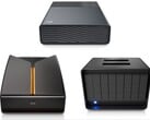 Seagate One Touch (вверху), FireCuda X Vault (слева) и LaCie 8big Pro5 (справа).