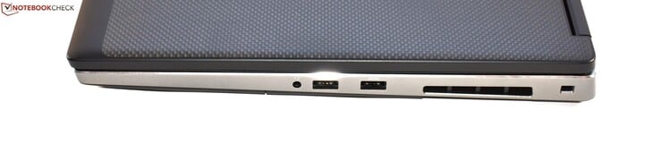 Справа: аудиопорт 3.5 мм, 2x USB 3.0 Type A, слот замка Noble