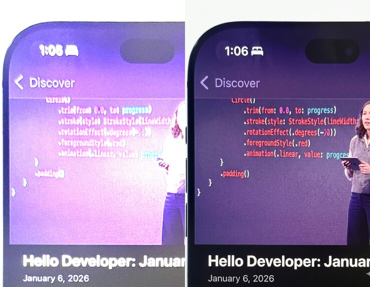 Предполагаемая утечка прототипа iPhone 18 Pro (слева) совпадает с недавними утечками о меньшем Dynamic Island - тем не менее, отнеситесь к этому с долей скептицизма.
