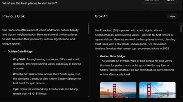иИ xAI Grok 4.1 лучше справляется с составлением более занимательных и полезных ответов на подсказки. (Источник изображения: xAI)