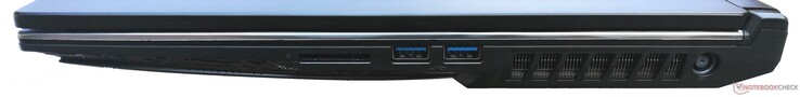 Слева: Картридер (SD), два USB 3.2 Gen 1 Type A, гнездо питания и зарядки