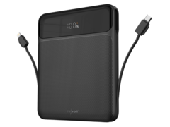 Новый пауэрбанк Revolt оснащен встроенными кабелями USB-C и Lightning. (Источник изображения: Pearl)