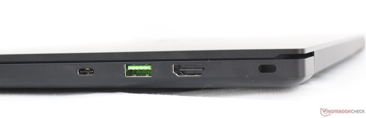 Правая сторона: USB Type-C 3.2 Gen. 2 (DisplayPort 1.4, Power Delivery), USB Type-A 3.2 Gen. 2, HDMI 2.1, слот замка Kensington