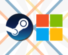 Если утечка окажется правдой, игры Steam могут стать доступными в Microsoft Store благодаря бэкграунду. (Источник изображения: Steam, Microsoft - отредактировано)