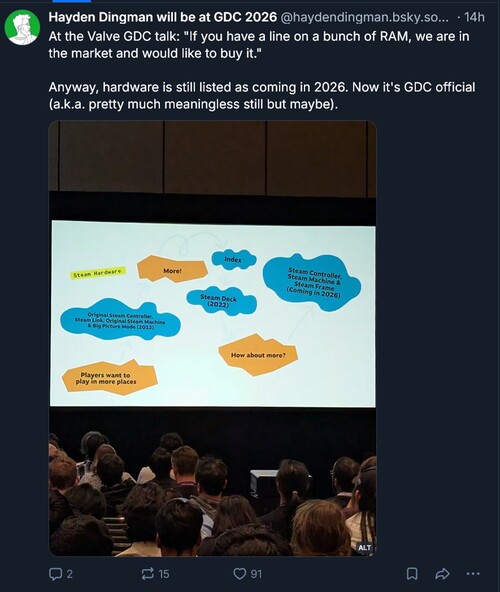 Шутка о нехватке памяти на презентации Valve GDC 2026