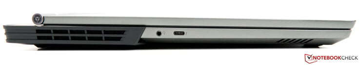 Левая сторона: решетки вентиляции, комбинированный аудио разъем, USB 3.1 Type-C Gen 2 с Thunderbolt 3 (DisplayPort 1.4)