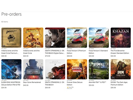 Рейтинг предварительных заказов в PlayStation Store (Источник изображения: скриншот, PlayStation Store)