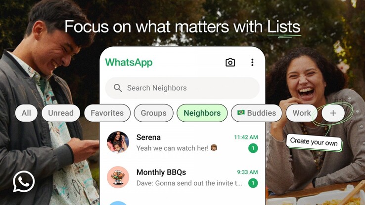 Новейшая функция WhatsApp "Пользовательские списки". (Источник изображения: WhatsApp)