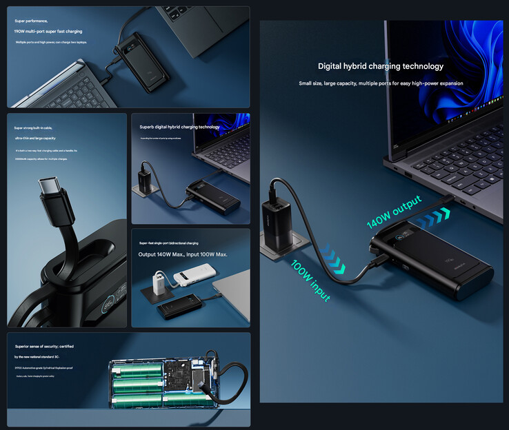 Основные характеристики пауэрбанка (Источник изображения: Lenovo - машинный перевод)