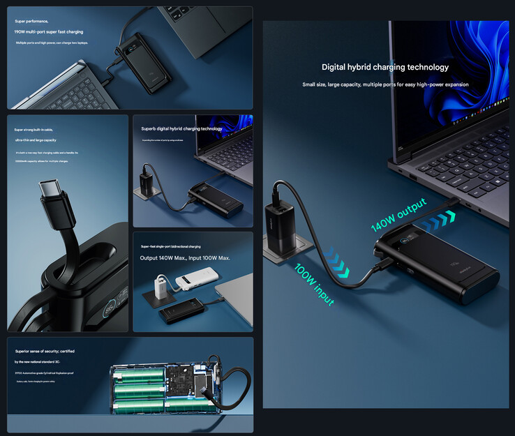 Основные характеристики пауэрбанка (Источник изображения: Lenovo - машинный перевод)