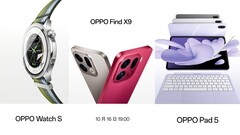 Помимо Oppo Find X9, который является главным объектом внимания, на следующей неделе также будут представлены Oppo Watch S и Oppo Pad 5. (Источник изображения: Oppo, отредактировано)