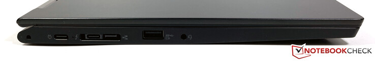 Левая сторона: USB Type-C 3.2 Gen 2 (10 Гб/с, Power Delivery, DisplayPort 1.4), Lenovo Side Dock CS18 (USB-C + Thunderbolt 4 + Ethernet), USB Type-A 3.2 Gen 2 (always on), аудио разъем