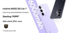 Realme Narzo 80 Lite 5G выпускается в кристально-фиолетовом и ониксово-черном цветовых вариантах (Источник изображения: Realme)