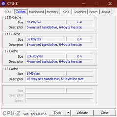 CPU-Z caches