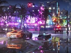Скриншот GTA 6, показывающий ночную жизнь Vice City