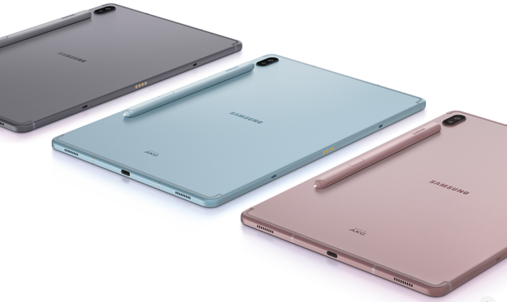 Galaxy Tab S6 будет доступен в расцветках: Mountain Grey, Cloud Blue и Rose Blush. (Изображение: Samsung)