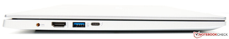 Левая сторона: разъем питания, HDMI, USB-A 3.0, Thunderbolt 3