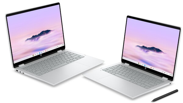 2026 HP Chromebook Plus x360 14 имеет поддержку стилуса. (Источник изображения: HP)
