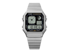 Часы Casio Vintage A130WE-1AEF украшены матовым черным циферблатом с контрастными белыми элементами и оранжевыми бликами. (Источник изображения: David et Philly)