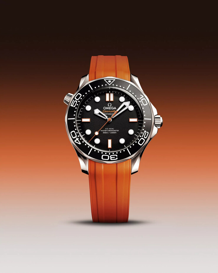 Часы Omega Seamaster Diver 300M с оранжевым каучуковым ремешком. (Источник изображения: Omega)