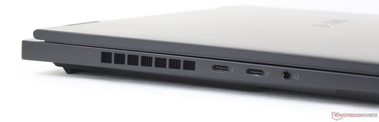 Левая сторона: USB-C 3.2 Gen. 2 + Thunderbolt 4 (Power Delivery + DisplayPort 1.4), аудио разъем