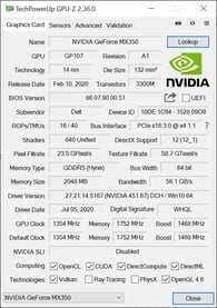 Dell Inspiron 14 7400 - GPUz