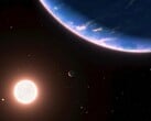 Иллюстрация художника, изображающая экзопланету и звезду.