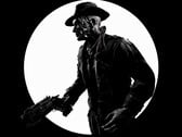 Черно-белый снимок Ника Валентина из игры «Fallout 4», сделанный сбоку