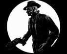 Черно-белый снимок Ника Валентина из игры «Fallout 4», сделанный сбоку