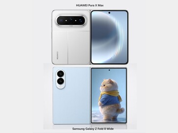 Samsung Galaxy Z Fold 8 Wide рендерится рядом с Huawei Pura X Max.