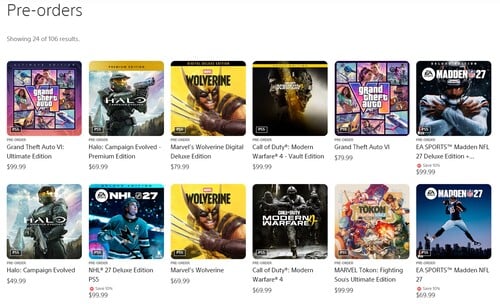Предзаказы в PlayStation Store