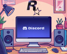 Discord виден на мониторе ПК под логотипом Rockstar Games (Источник изображения: Discord, Rockstar Games с правками)