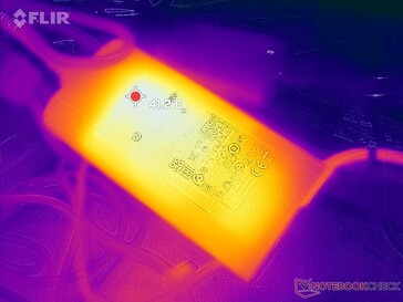 Температура адаптера достигает 41 градуса Цельсия при длительной нагрузке