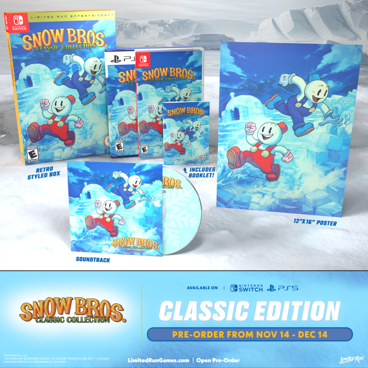 Макет баннера, демонстрирующего игру Snow Bros. Classic Collection Classic Edition (источник изображения: Limited Run Games)