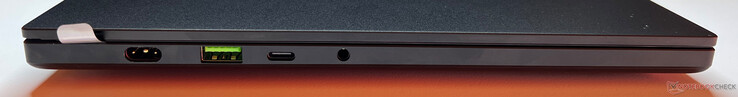 Левая сторона: Питание, USB-A 3.2 Gen.2 (10 Гбит/с), USB-C 4.0 (40 Гбит/с, DisplayPort 2.1, Power Delivery), 3,5 мм аудио