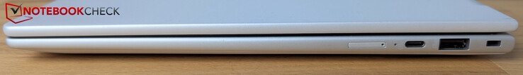 Справа:  SIM, USB-C (10 Гбит/с), USB-A (5 Гбит/с), Kensington