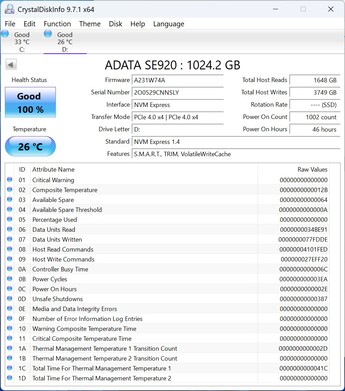 ADATA SE920 работает с PCIe 4.0 x4
