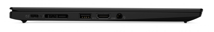 Левая сторона: Thunderbolt 3, Side-Dock (Thunderbolt 3 + LAN), USB-A (3.1 Gen.1), HDMI 1.4b, аудио разъем