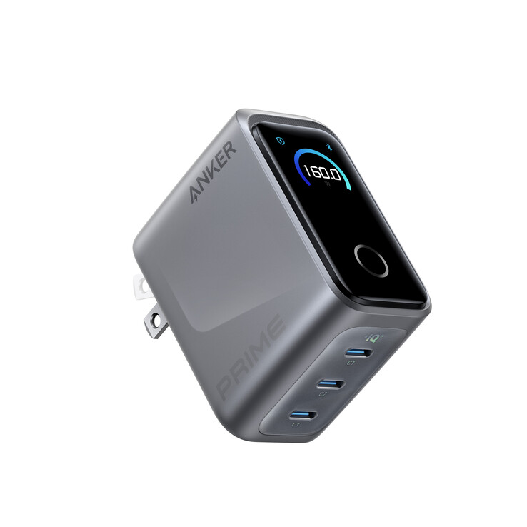 Зарядное устройство Anker Prime 160 W оснащено интеллектуальным сенсорным дисплеем (Источник изображения: Anker)