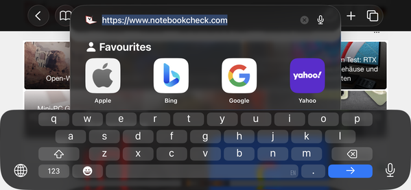 Клавиатура в альбомн. ориентации (Safari Mobile 26)