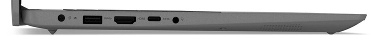Левая сторона: разъем питания, USB 3.2 Gen 1 (USB-A), HDMI, USB 3.2 Gen 1 (USB-C; Power Delivery, Displayport), аудио разъем