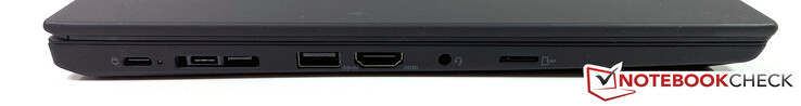 Слева: USB-C 3.1 Gen 2, CS18 (USB-C 3.1 Gen 2 + Ethernet 10/100/1000 через адаптер), USB 3.1 Gen 1, HDMI 2.0, аудиовыход 3.5 мм, micro-SD
