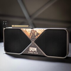 На конкурс выставлен графический процессор GeForce RTX 5090, посвященный Doom: The Dark Ages (источник изображения: Nvidia)