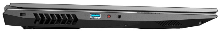 Левая сторона: слот для замка, USB 3.2 Gen 1 (Type-A), микрофонный вход + оптический S/PDIF, выход на наушники