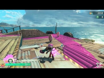 На изображении: скриншот игрового процесса из игры «Splatoon Raiders».