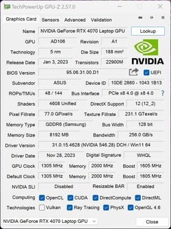 GPU-Z GeForce RTX 4070