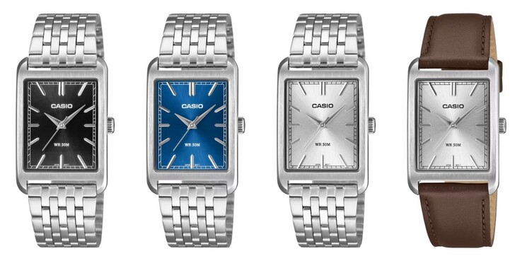 Слева направо: часы Casio MTP-B215D-1AV, MTP-B215D-2AV, MTP-B215D-7AV и MTP-B215L-7AV
