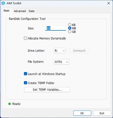 AIM Tookit: Создание RAM-диска