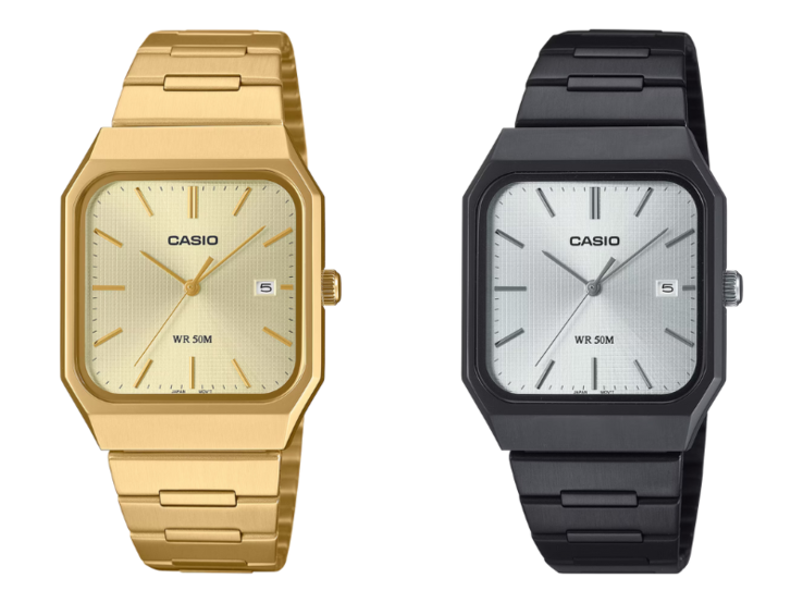 Слева направо: часы Casio MTP-B185B-7AV и MTP-B185G-9AV. (Источник изображения: Casio, отредактировано)